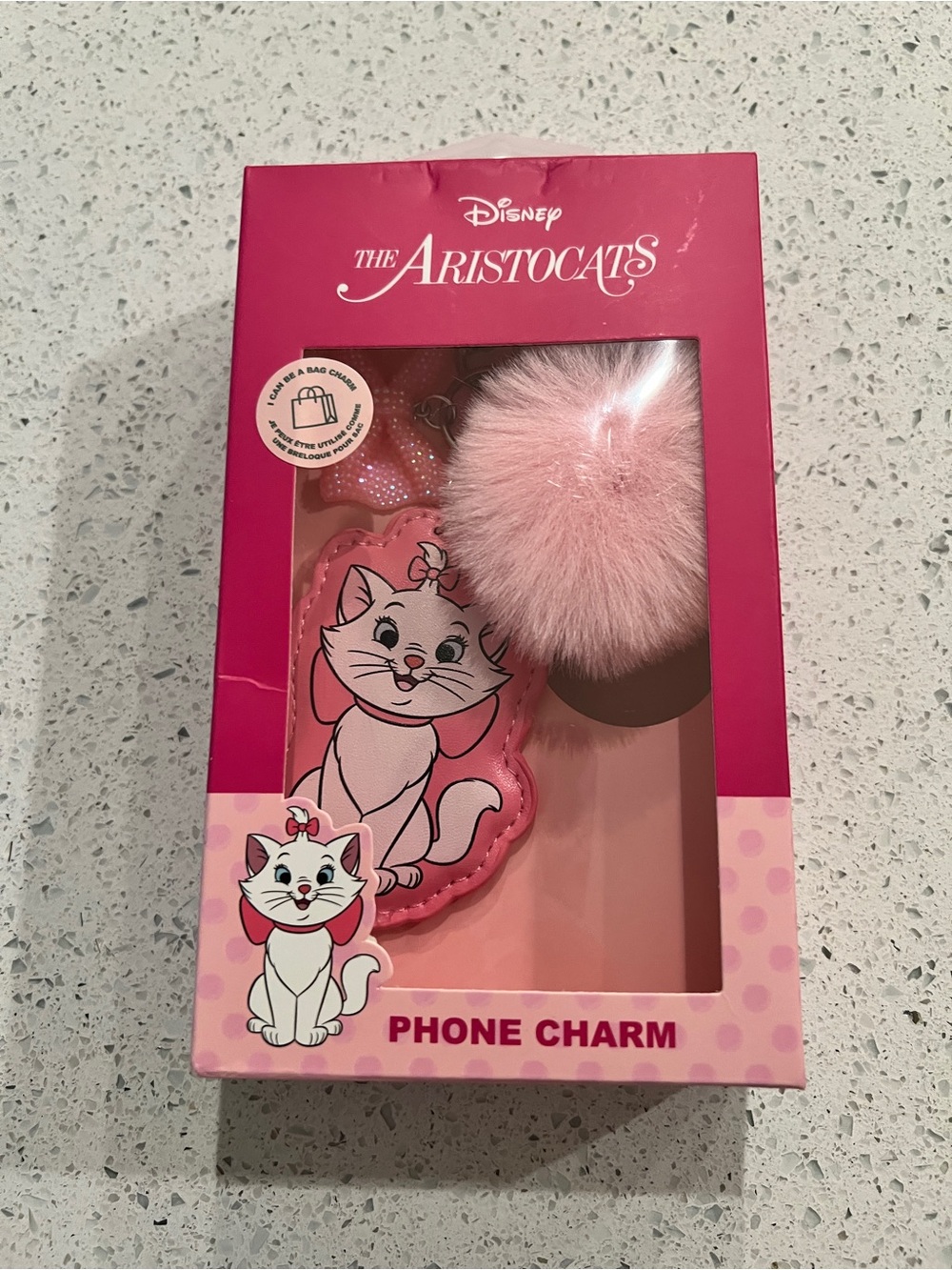 Disney Marie Pink Pom Pom Phone Charm